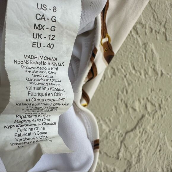 RALPH LAUREN Swimsuit Women 8 One Piece Bridle Print One Shoulder Logo Classic - Picture 11 of 12